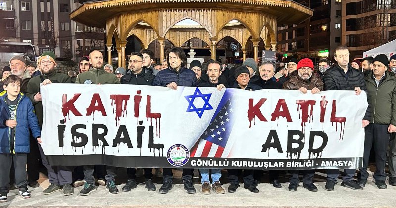 Katil ABD ve İsrail'in Ortadoğu'daki zulümleri  Amasya’da  protesto edildi!